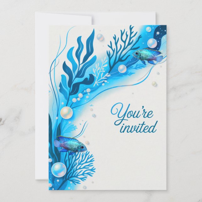 Invitación a la fiesta de boda de Blue Acara Cichl (Anverso)