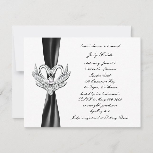 Invitación a la fiesta de boda de cisnes de plata  (Anverso)