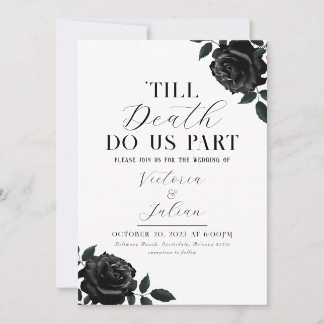 Invitación a la fiesta de boda de Rosas negros gót (Anverso)