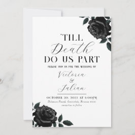 Invitación a la fiesta de boda de Rosas negros gót