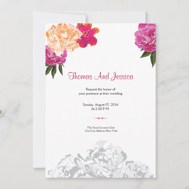 Invitación a la fiesta de boda floral (Anverso)