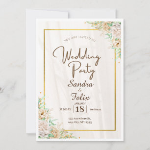 Invitación a la fiesta de boda simple de Beige Bro