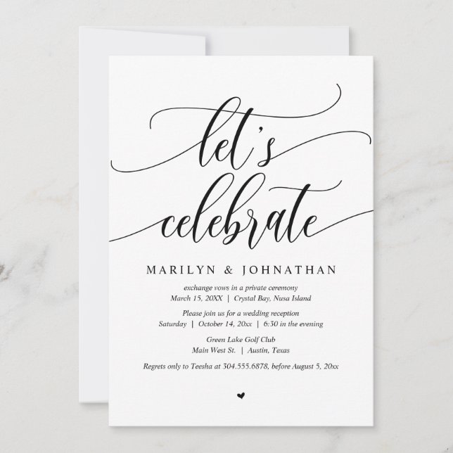 Invitación a la fiesta de boda sin invitados (Anverso)