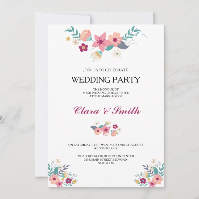 Invitación a la fiesta de bodas (Anverso)