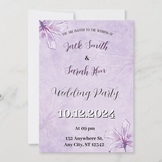 Invitación a la fiesta de bodas (Anverso)