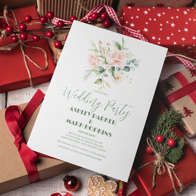 Invitación a la fiesta de bodas con rosas pálidas (Subido por el creador)