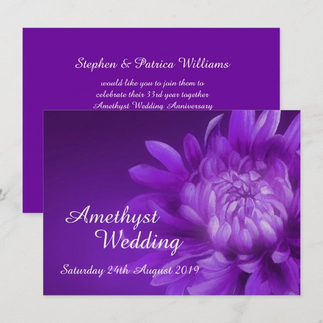 Invitación a la fiesta de bodas de Amethyst (Anverso / Reverso)