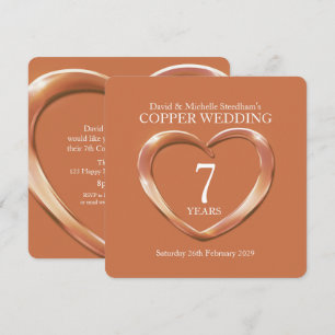 Invitación a la fiesta de bodas de cobre corazón 7