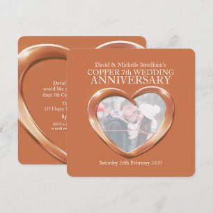 Invitación a la fiesta de bodas de cobre corazón 7