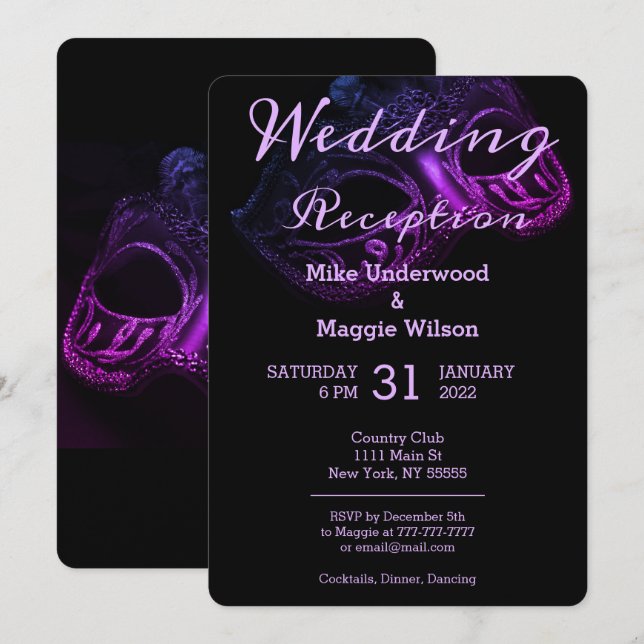 Invitación a la fiesta de bodas de la noche de la  (Anverso / Reverso)