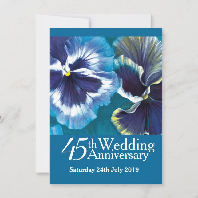 Invitación a la fiesta de bodas de zafiro de 45 añ (Anverso)