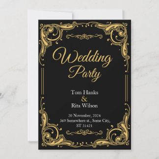 Invitación a la Fiesta de Bodas Elegantes en Negro