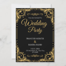 Invitación a la Fiesta de Bodas Elegantes en Negro
