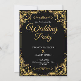Invitación a la Fiesta de Bodas Elegantes en Negro