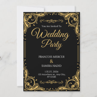 Invitación a la Fiesta de Bodas Elegantes en Negro