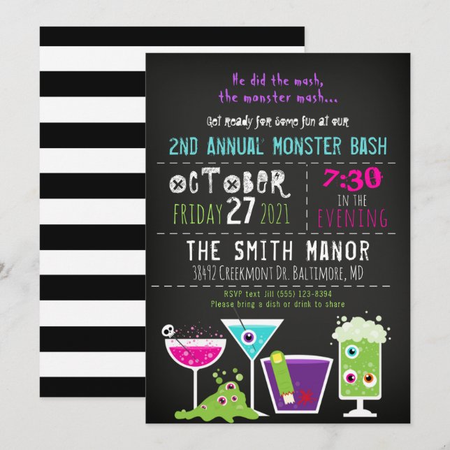 Invitación a la fiesta de boicot de Monster Mash H (Anverso / Reverso)