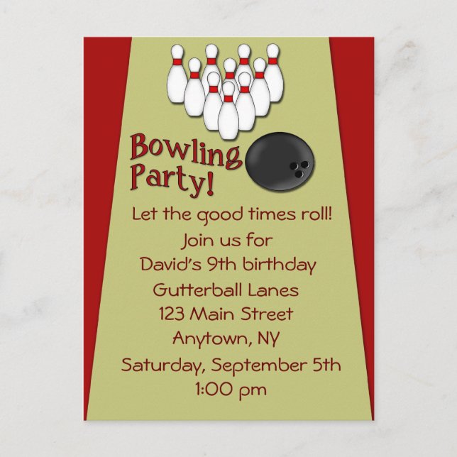 Invitación a la fiesta de bolos (Anverso)
