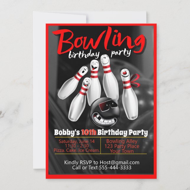 Invitación a la fiesta de bolos (Anverso)