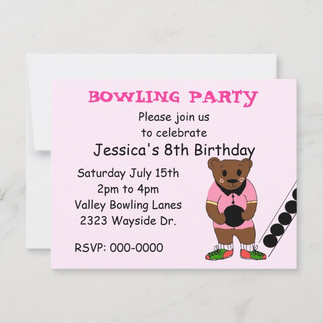 Invitación a la fiesta de bolos (Anverso)