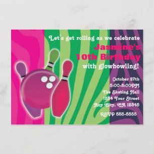 Invitación a la fiesta de bolos con estampado de c