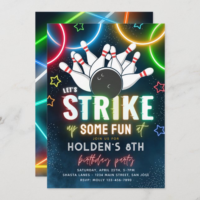 Invitación a la fiesta de bolos | Cumpleaños de lo (Anverso / Reverso)