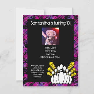 Invitación a la fiesta de bolos de Chicas rosados