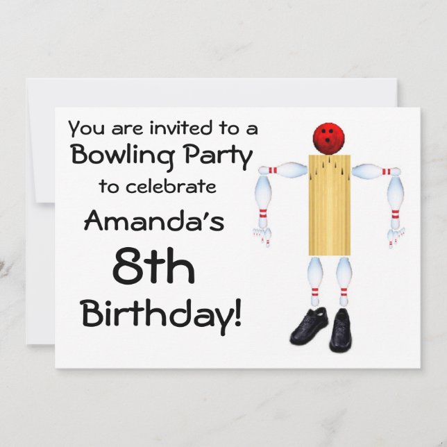 Invitación a la fiesta de bolos de Cumpleaños (Anverso)