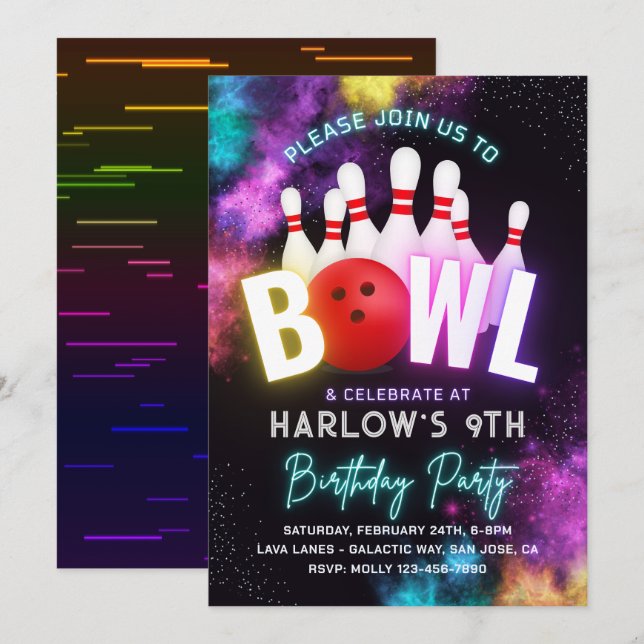 Invitación a la fiesta de bolos de los chicas | In (Anverso / Reverso)