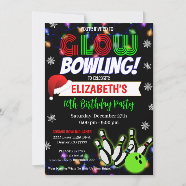 Invitación a la fiesta de bolos de los navidades (Anverso)