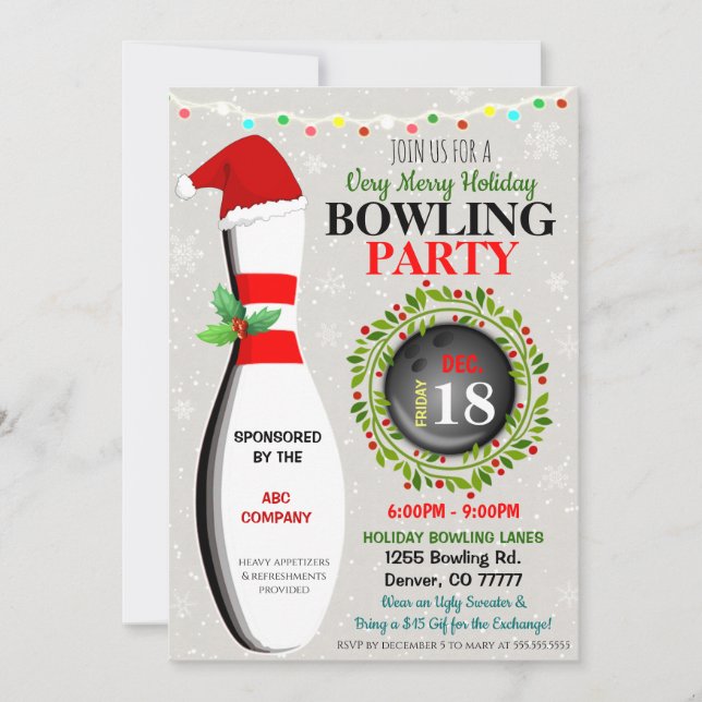 Invitación a la fiesta de bolos de los Navidades (Anverso)