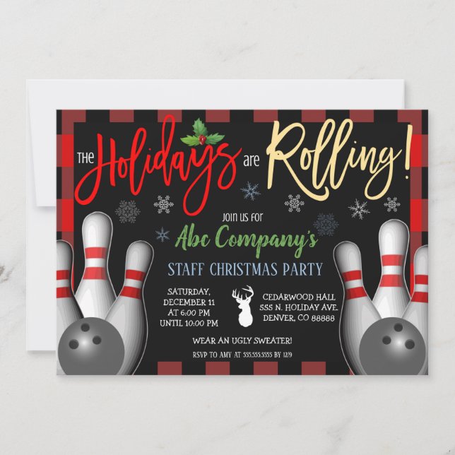 Invitación a la fiesta de bolos de los navidades,  (Anverso)