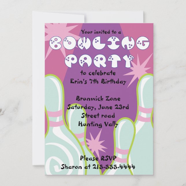 Invitación a la fiesta de bolos Invitación feliz d (Anverso)