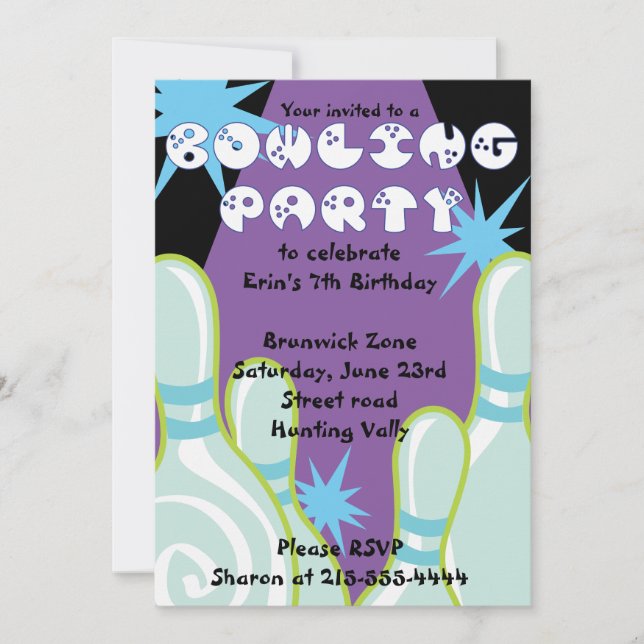 Invitación a la fiesta de bolos Invito a feliz cum (Anverso)