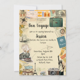 Invitación a la fiesta de Bon Voyage del Collage d