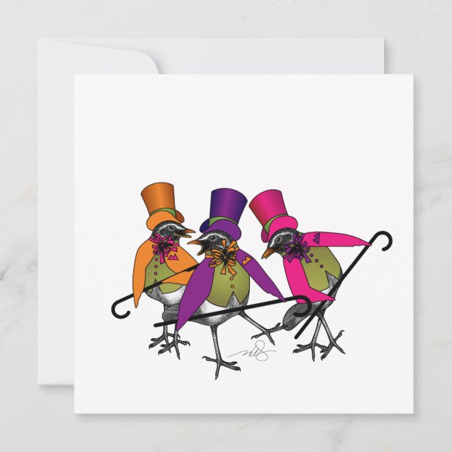 Invitación a la fiesta de Boogie de Aves Funky (Anverso)