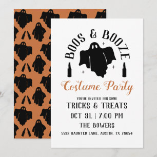 Invitación a la fiesta de Boos y Booze Halloween
