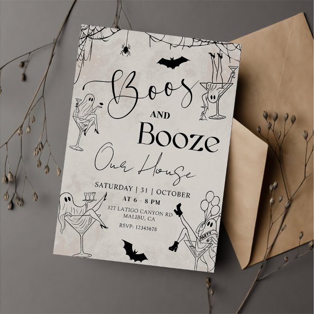 Invitación a la fiesta de Boos y Booze Halloween (Subido por el creador)
