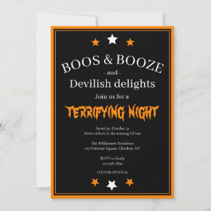 Invitación a la fiesta de Boos y Booze Halloween