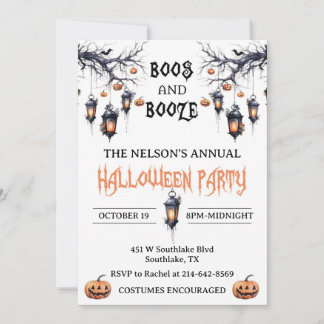 Invitación a la fiesta de Boos y Booze Halloween