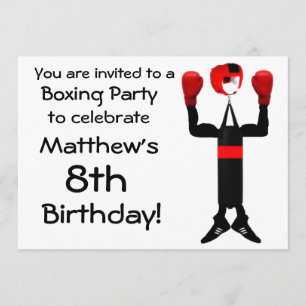 Invitación a la fiesta de boxeo de cumpleaños