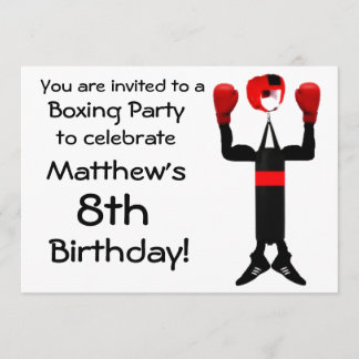 Invitación a la fiesta de boxeo de cumpleaños