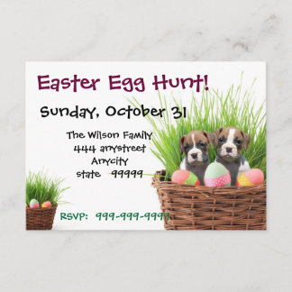 Invitación a la fiesta de Boxer Dog Huevo de Pascu