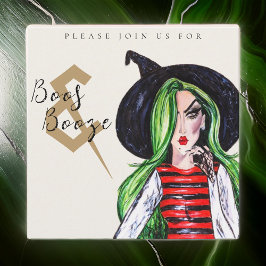 Invitación a la fiesta de brujas de Boos y Booze H