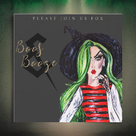 Invitación a la fiesta de brujas de Boos y Booze H