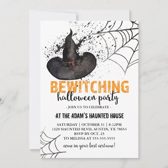 Invitación a la fiesta de Brujas de Halloween (Anverso)