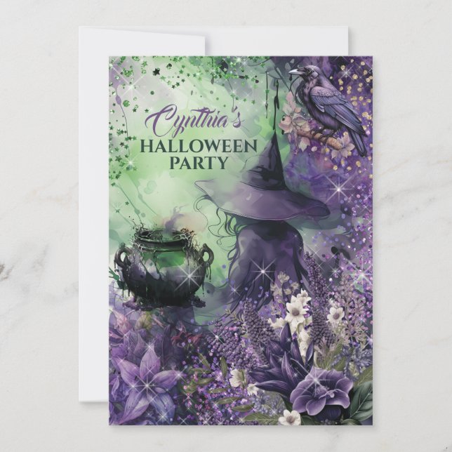 Invitación a la fiesta de Brujas de Halloween (Anverso)