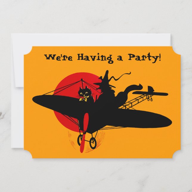 Invitación a la fiesta de brujas de Halloween Retr (Anverso)