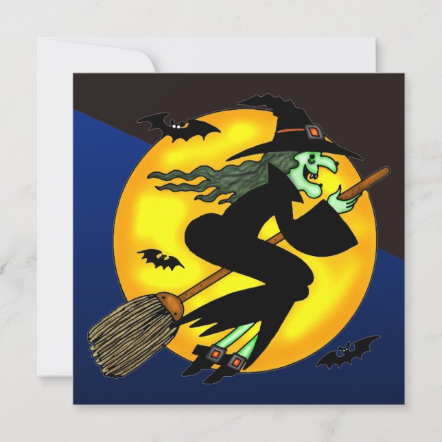 Invitación a la fiesta de Brujas en Halloween (Anverso)