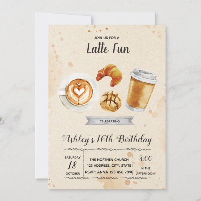 invitación a la fiesta de brunch de café (Anverso)