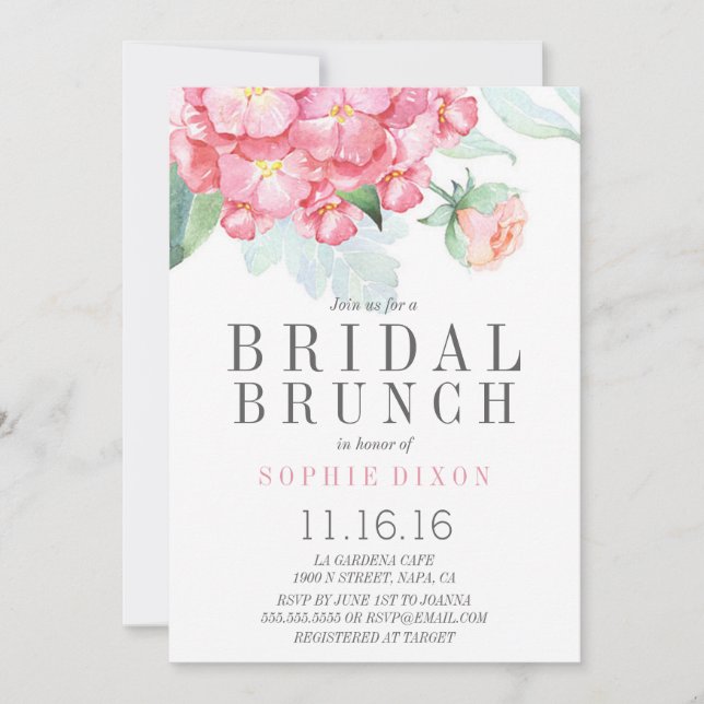 Invitación a la fiesta de brunch de novia en el ja (Anverso)